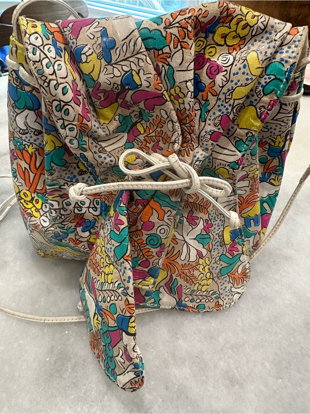 VINTAGE CARLOS FALCHI Leather Print Butterfly Crossbody Bag